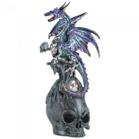 Dragon Crest Dragon and Skull Statue with Jewel
