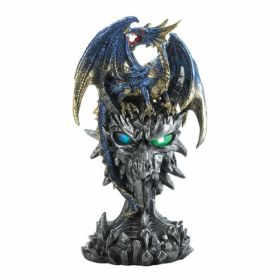 Dragon Crest Metallic Blue Dragon on Eagle Base Light-Up Figurine