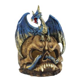 Dragon Crest Blue Dragon and Skull Light-Up Statue