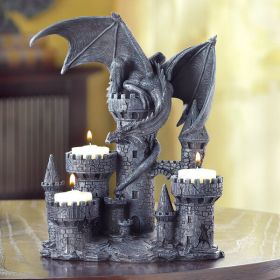 Dragon Crest Dragon and Castle Candle Holder